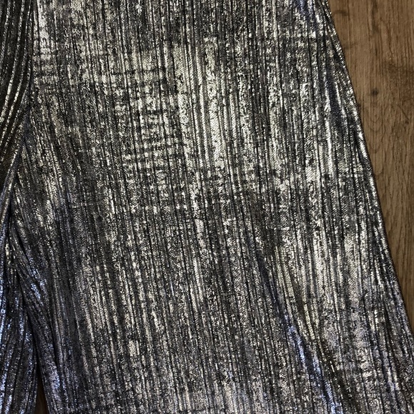 Anthopologie Silver Metallic wide leg pants NWT - Picture 3 of 6